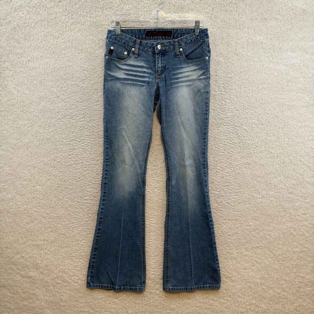 Y2K Vintage Mudd Jeans 6 27 Low Rise Bootcut Flare Burnout Two Tone Cyber Grunge